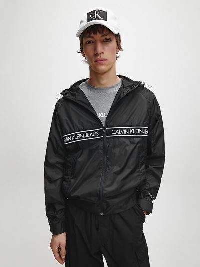 Calvin Klein Ruhák HU375308 | Calvin Klein Hooded Zip Up Férfi Dzseki Fekete